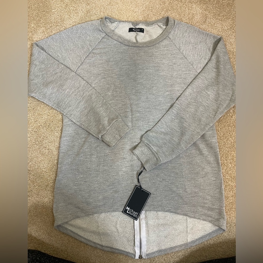 NWT oversized grey with silver metallic threads size XS